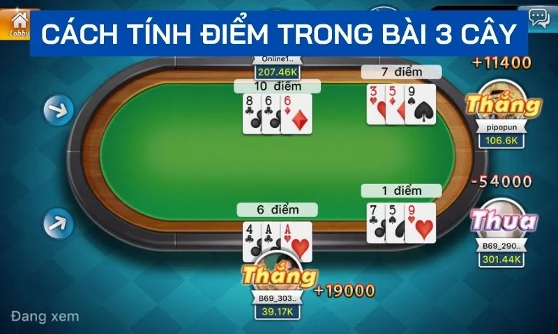 Hướng dẫn cách tính điểm trong game bài 3 cây